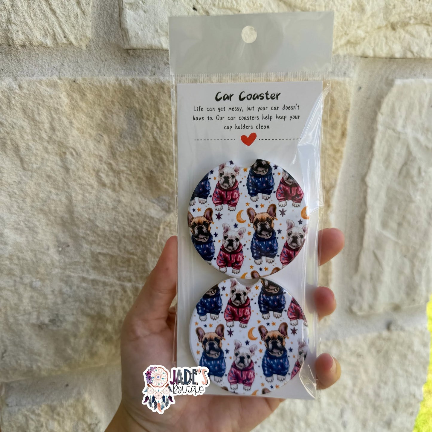 Ceramic Car Coasters - Frenchies