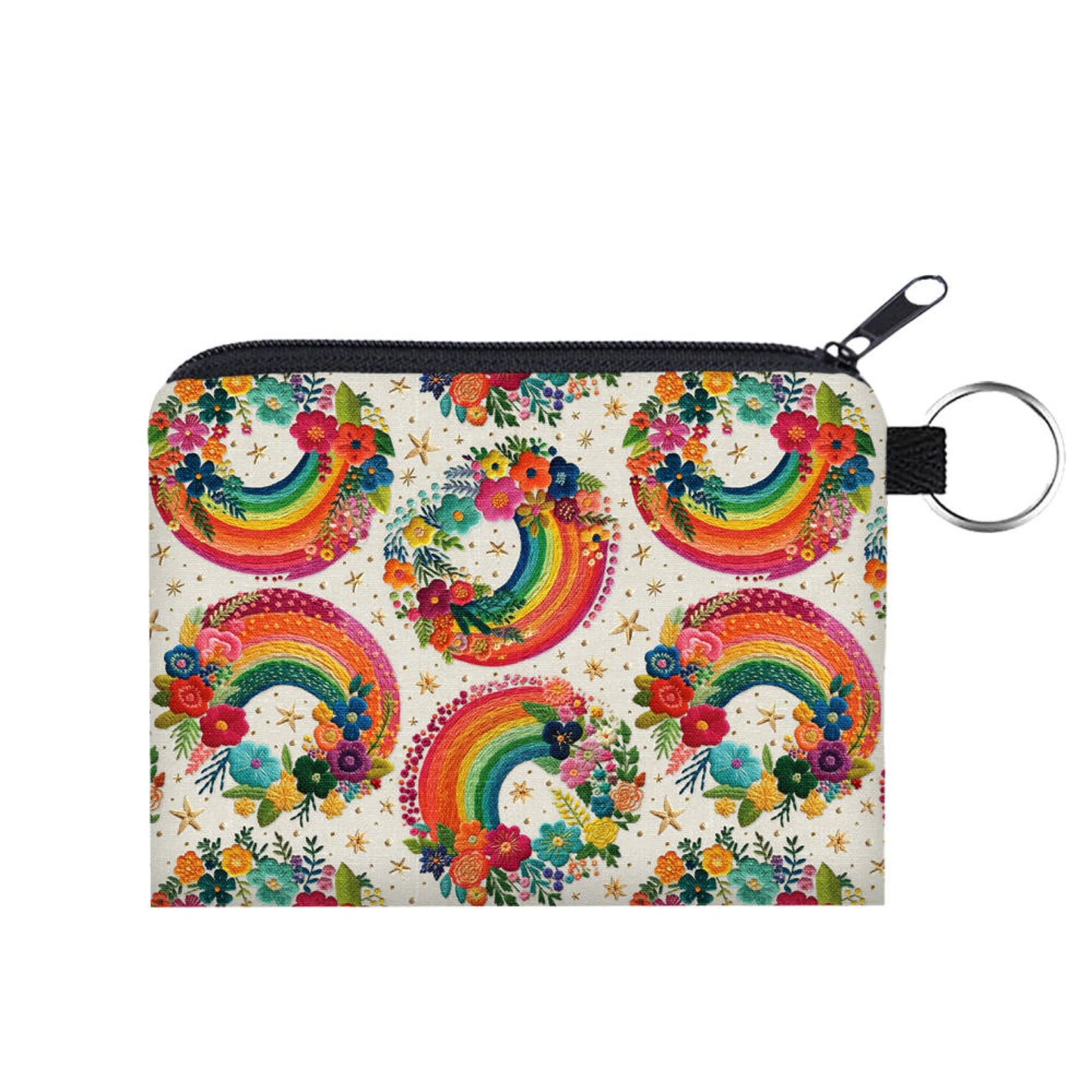 Rainbow Embroidery Coin Pouch