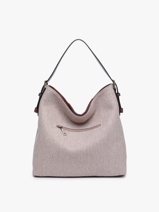 Ember Aztec Embroidered Hobo Bag - Taupe/Mint