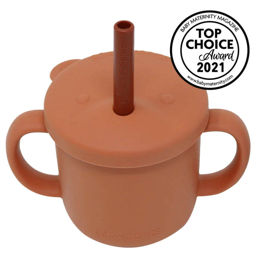 Grow With Me Silicone Bear Cup - Bohemian Rust