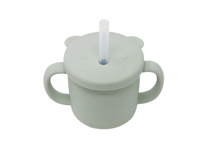 Grow With Me Silicone Bear Cup - Sage