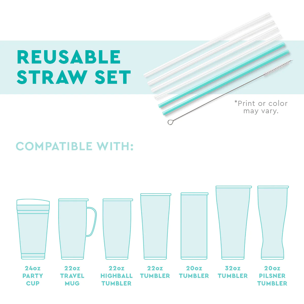 Wild Child + Aqua Reusable Straw Set