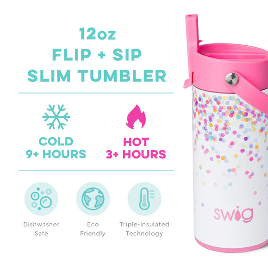 Confetti Flip + Sip Slim Tumbler (12oz) Insulated