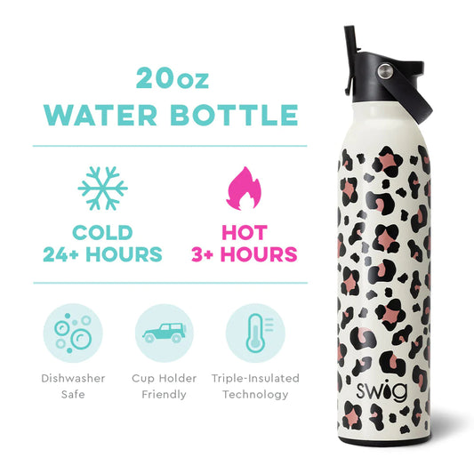 Luxy Leopard Flip + Sip Water Bottle (20oz) Insulated
