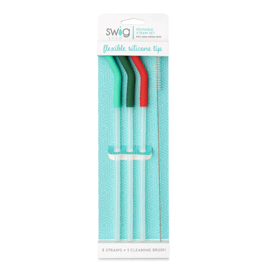 Mint/Green/Red Reusable Straw Set (Mega Mugs)