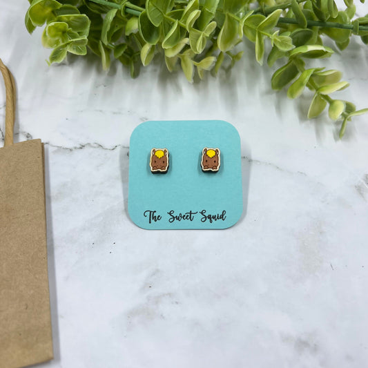 Horse Wood Stud Earrings