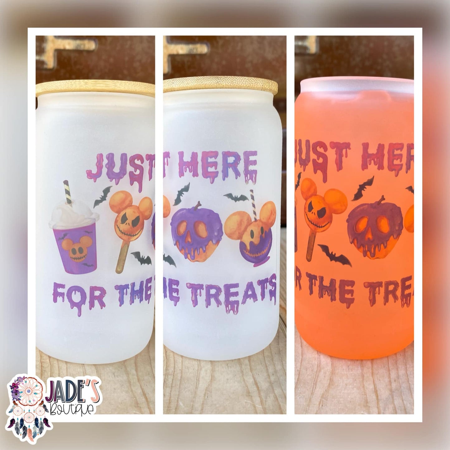 Here for the treats 16oz Color Changing Glass Can Tumbler
