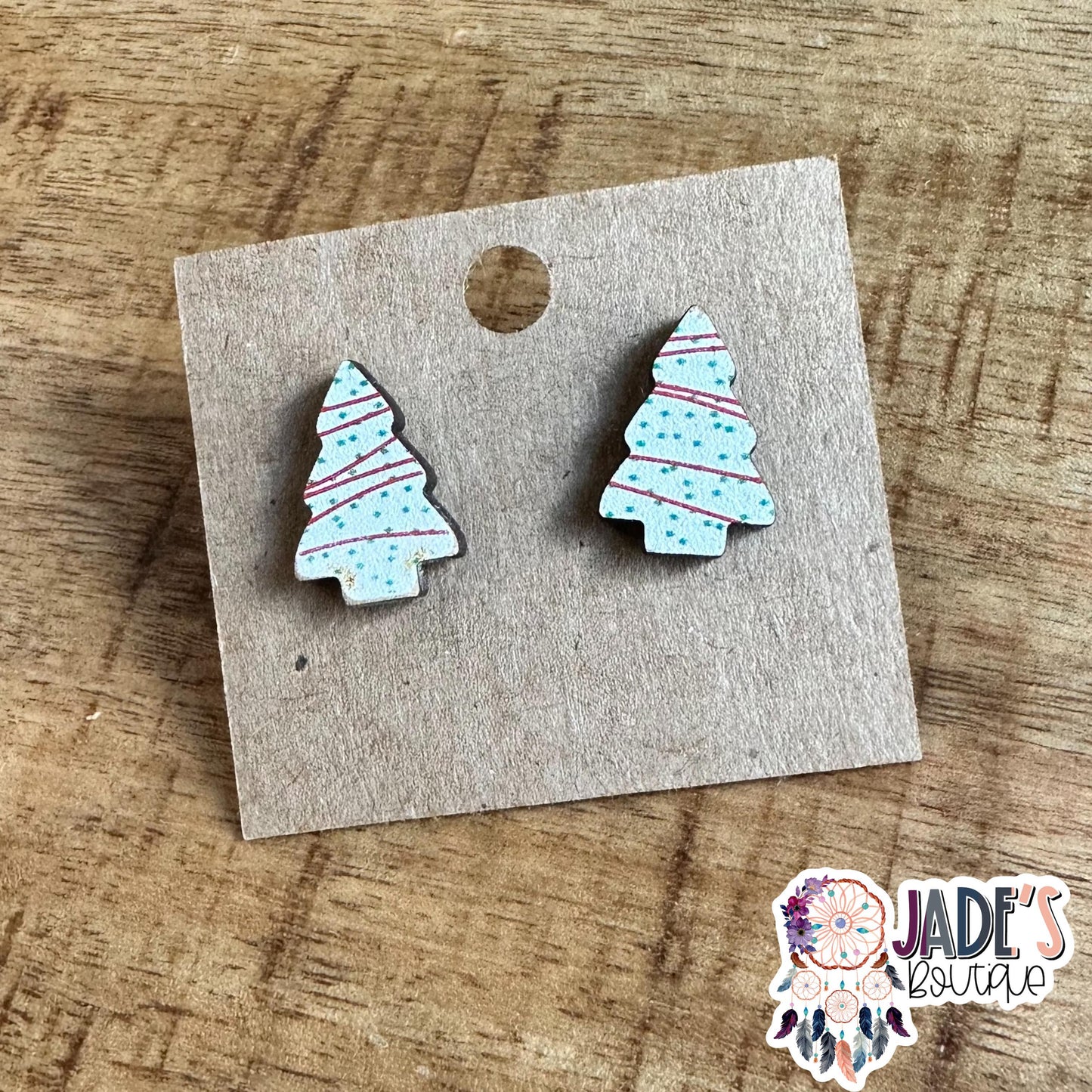 Holiday Wood Stud Earrings