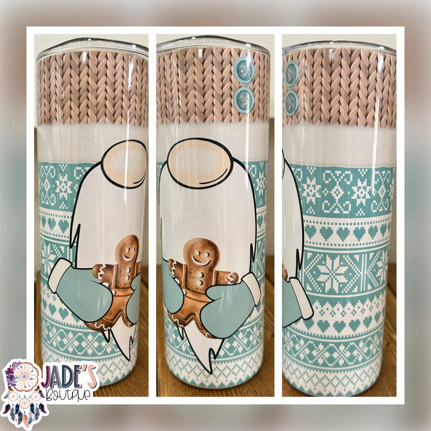 Gnome Gingerbread Man 20oz Insulated Skinny Tumbler
