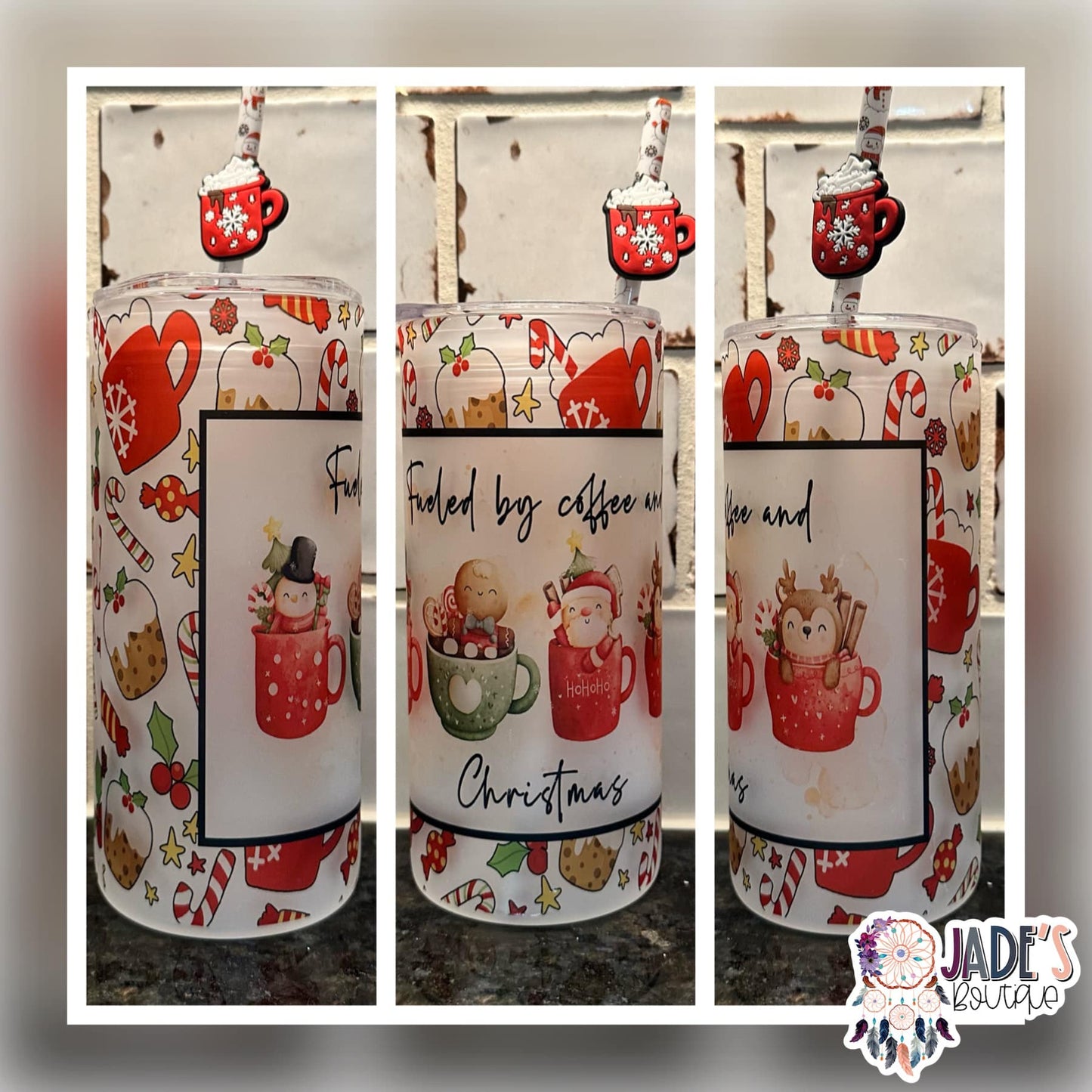 Fueled by Christmas 20oz Skinny Glass Tumbler