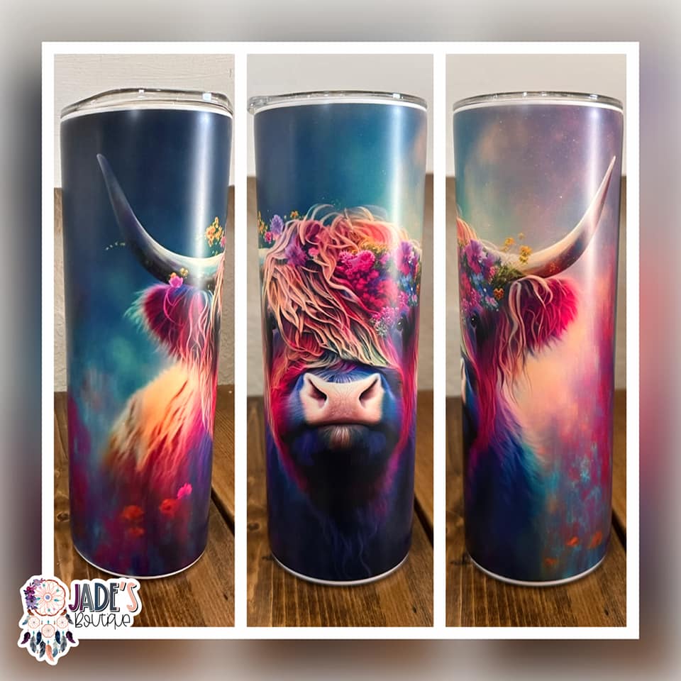 Highland Cow 20oz Insulated Matte Skinny Tumbler