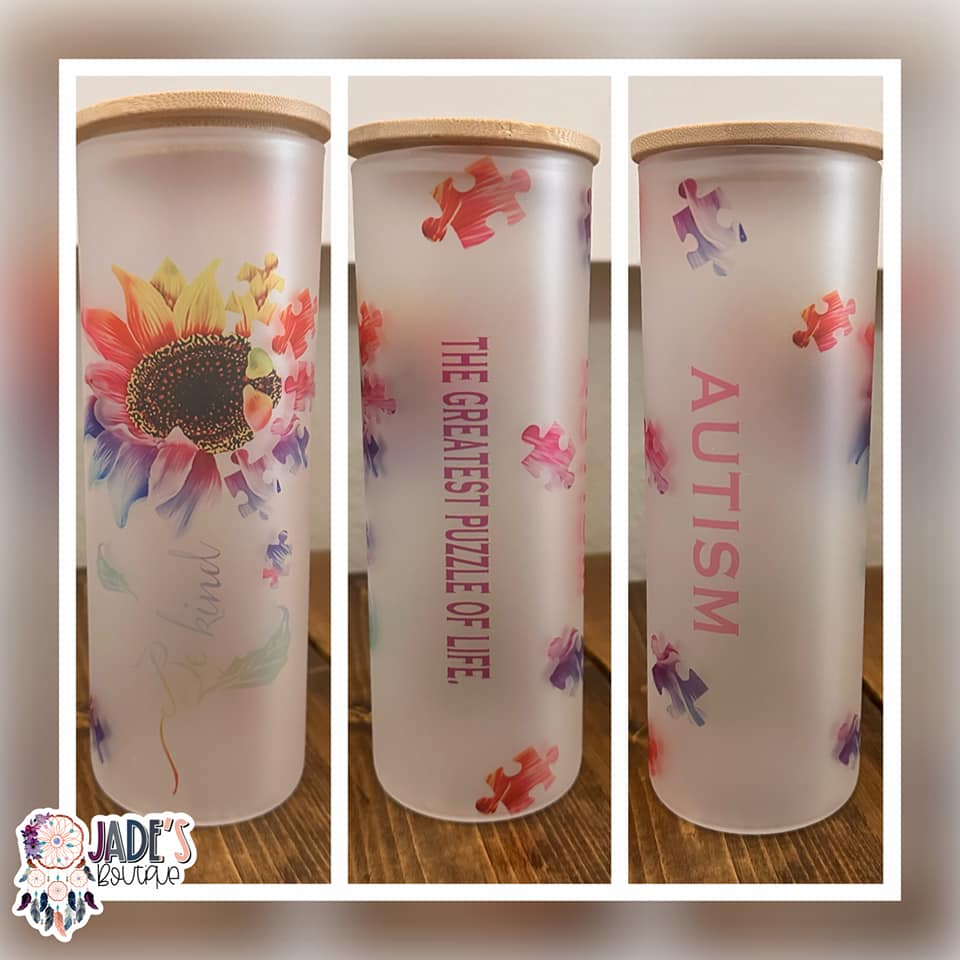 The Greatest Puzzle Piece 25oz Glass Skinny Tumbler