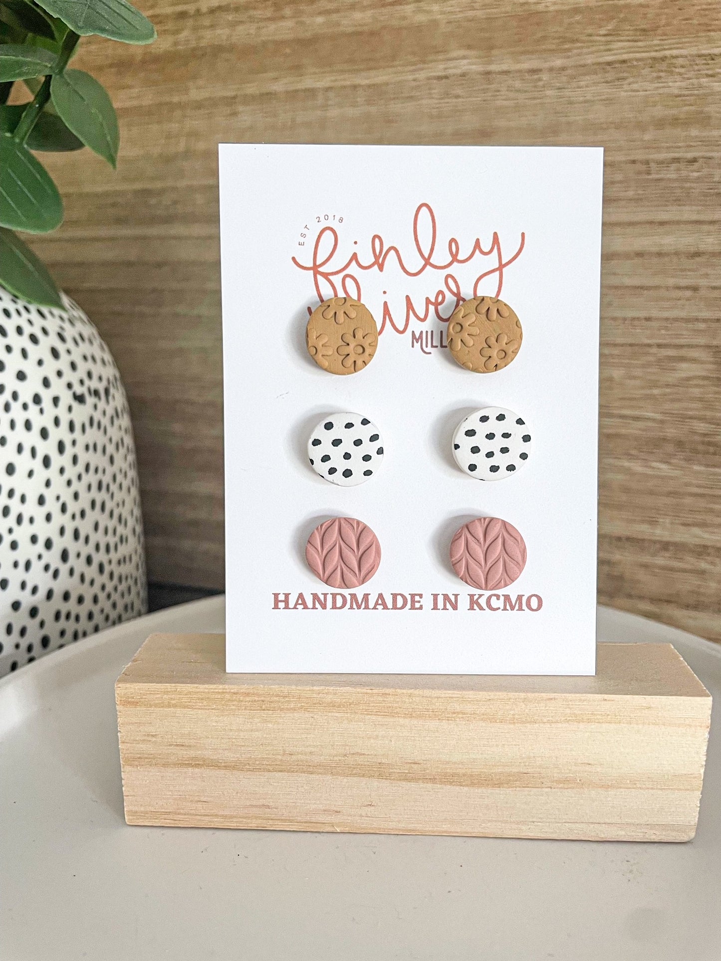 Mini Circle Studs | Triple Pack | Clay Earrings