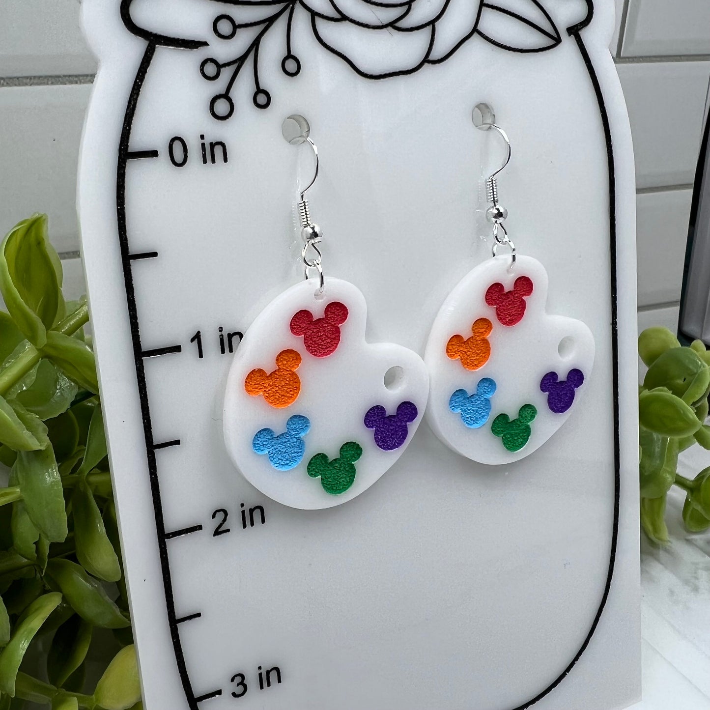 Mouse Paint Palette Acrylic Dangle Earrings