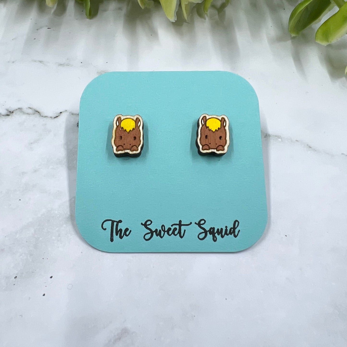 Horse Wood Stud Earrings