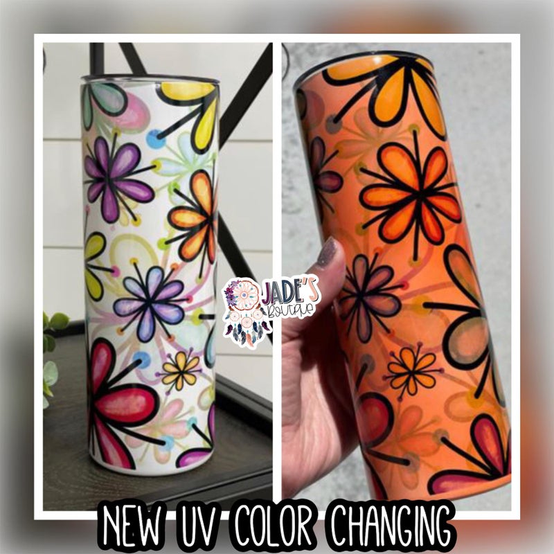 Daisies 20oz Insulated UV Color Changing Skinny Tumbler
