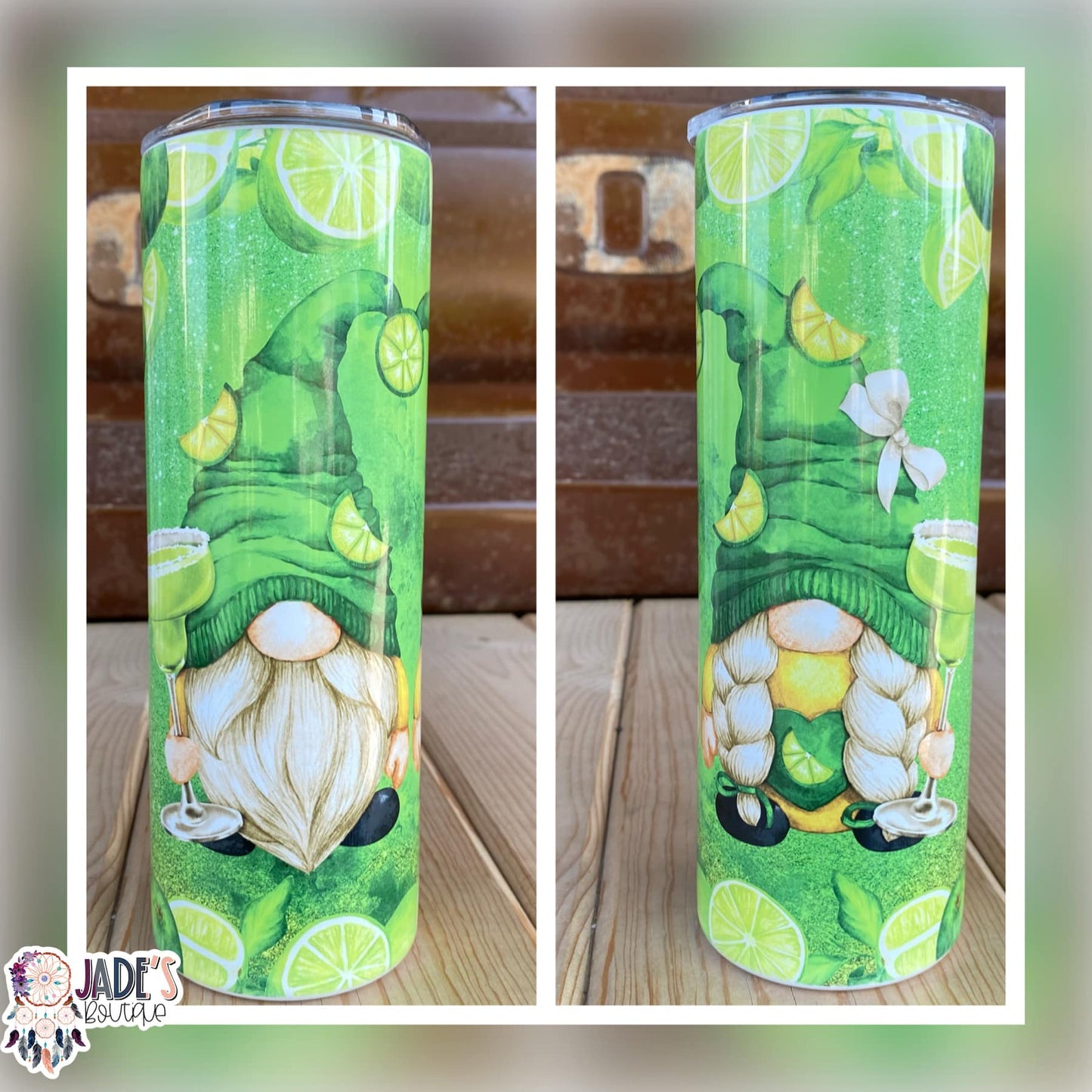 Gnome Lime Margarita 20oz Insulated Skinny Tumbler