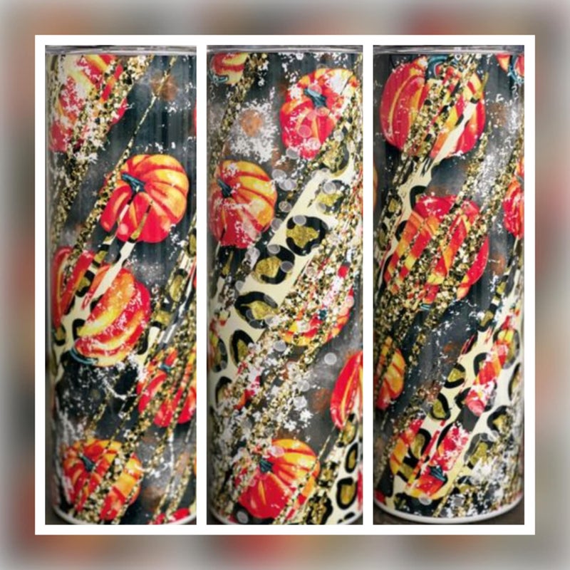 Gold Leopard Pumpkin Patch 20oz Insulated Skinny Tumbler