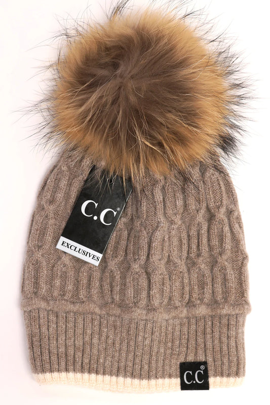 C.C Exclusive - Black Label Special Edition Solid Color Trim Knit Beanie HT403