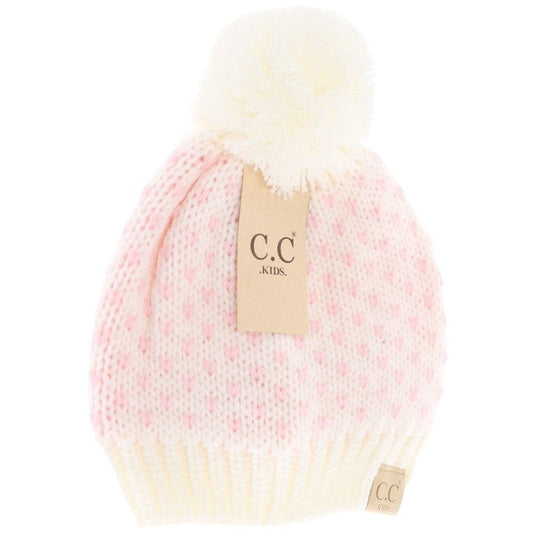 C.C Kids Heart Knit Pom Beanie KIDS2088