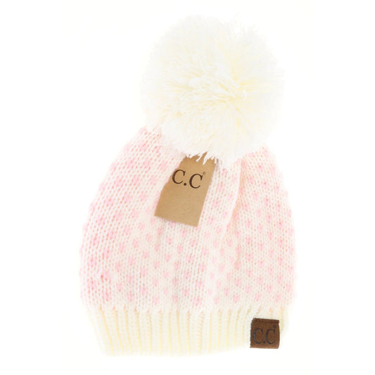 C.C Adult Heart Knit Pom Beanie HAT2088