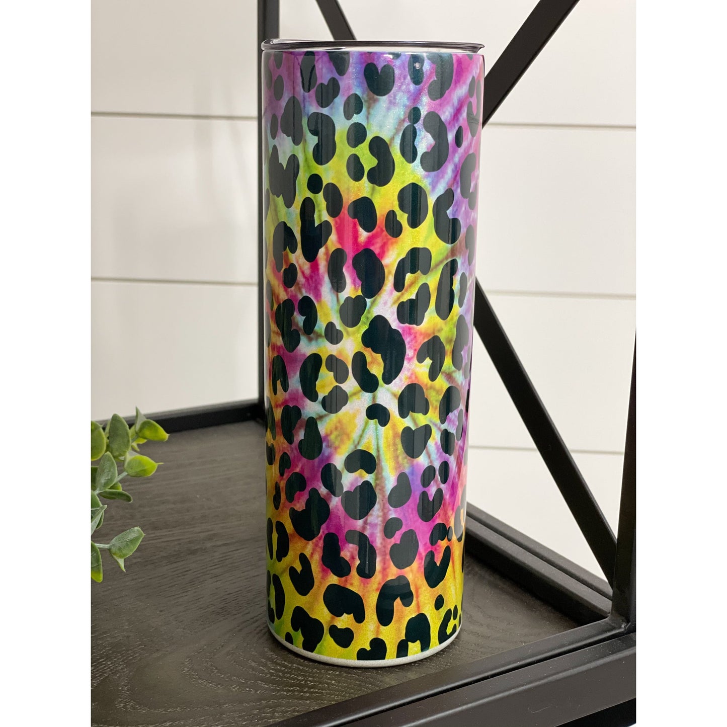Tie Dye Leopard 20oz Insulated Shimmer Skinny Tumbler