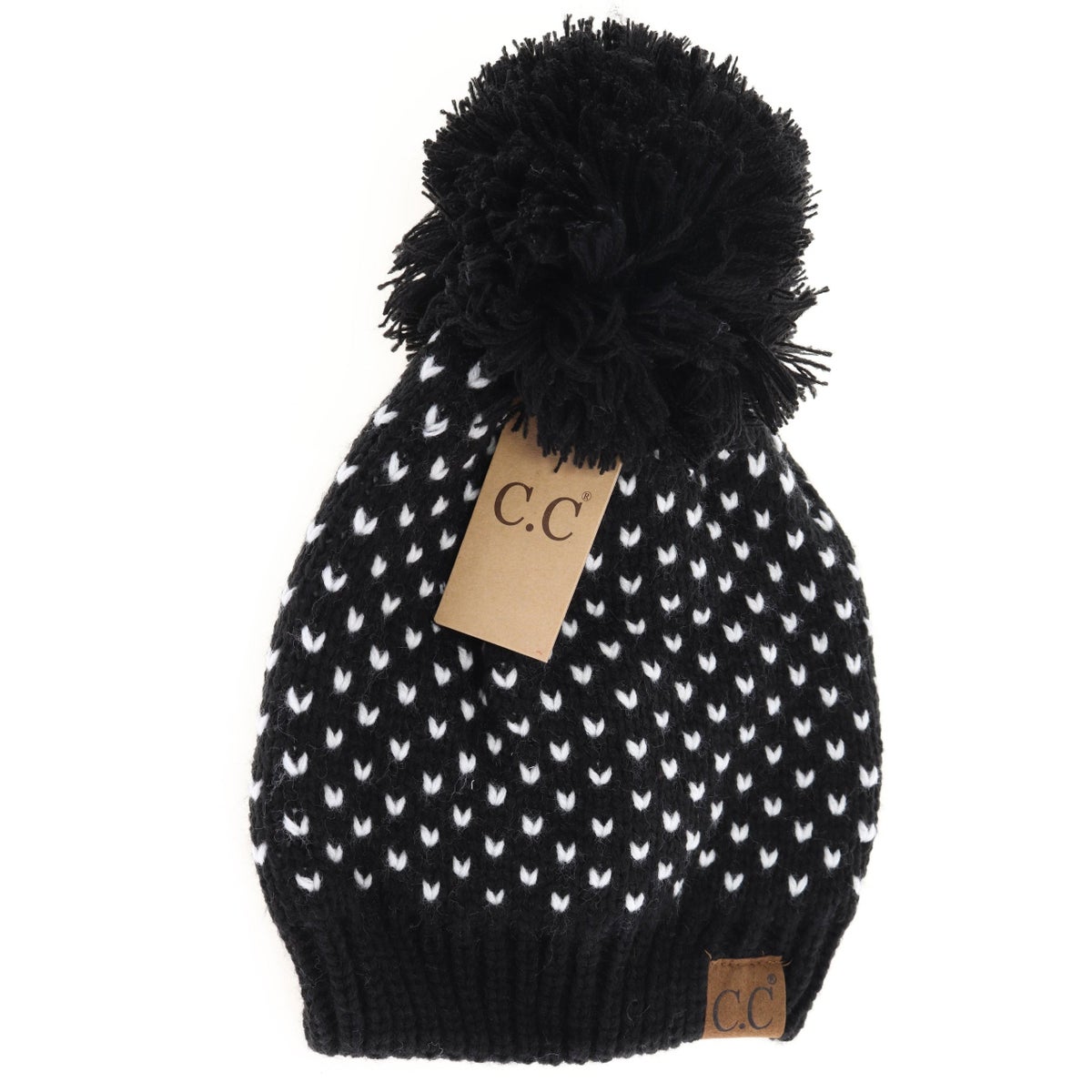 C.C Adult Heart Knit Pom Beanie HAT2088