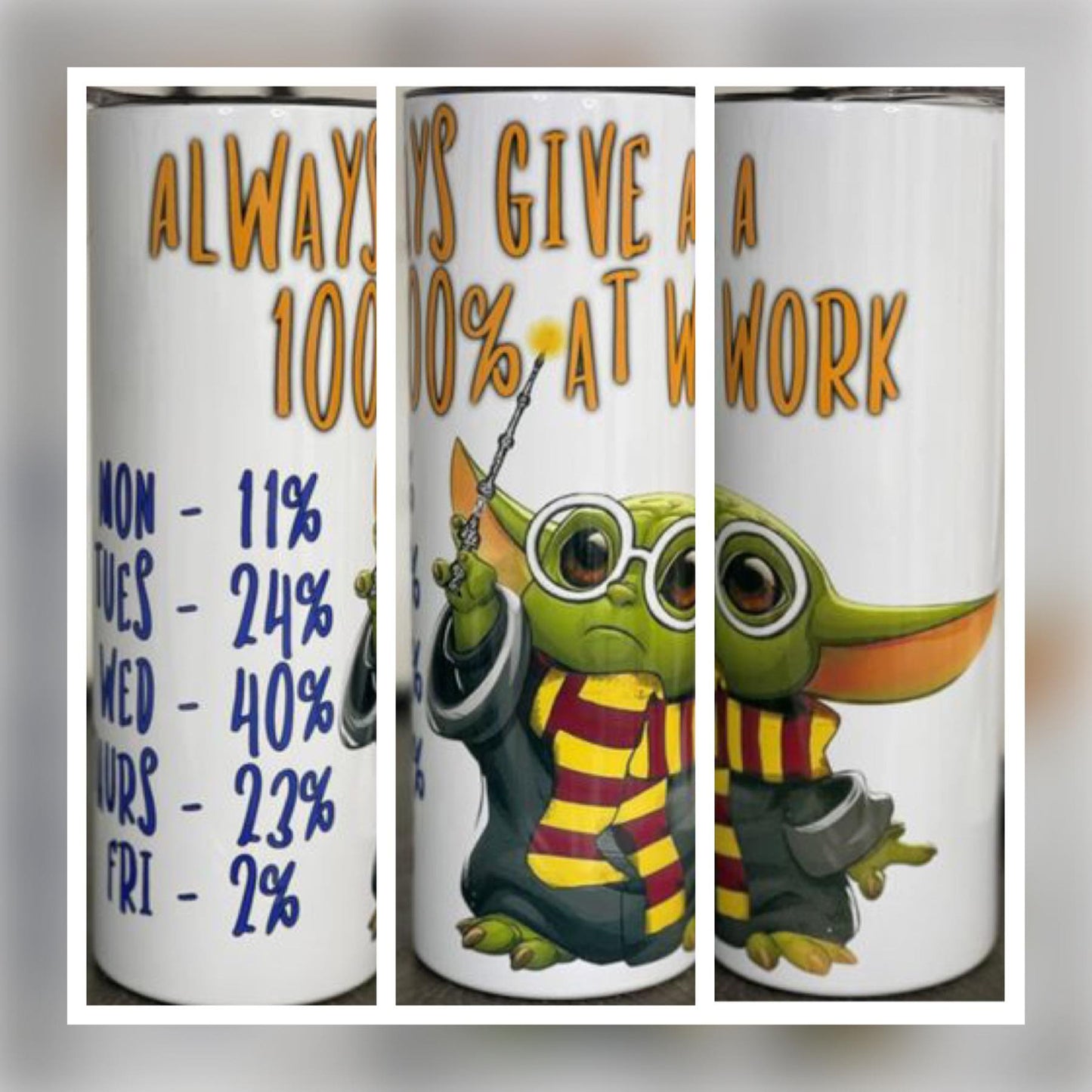Yoda Work 20oz Insulated Skinny Tumbler