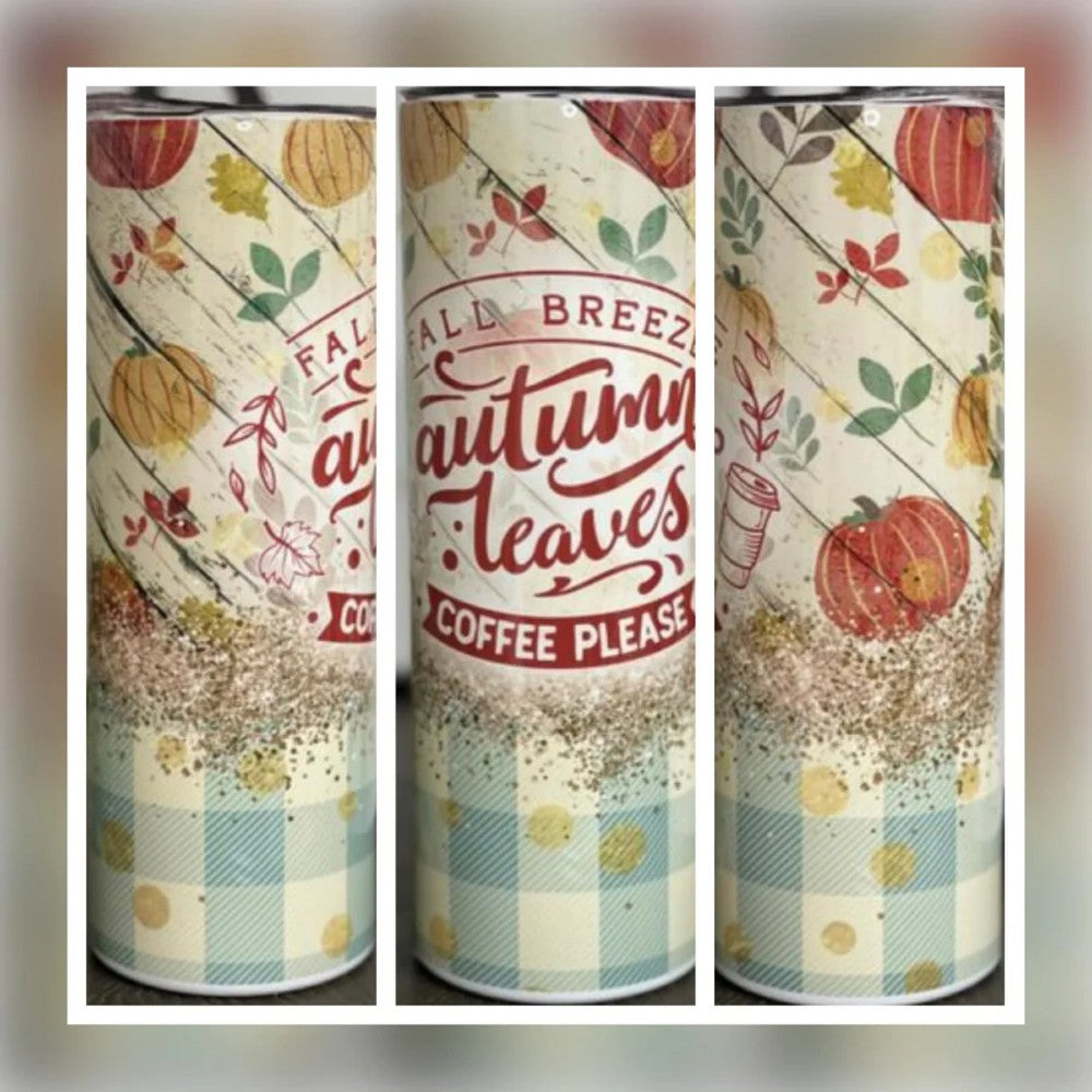 Fall Breeze, Autumn Leaves, Coffee Please 20oz Insulated Skinny Tumbler