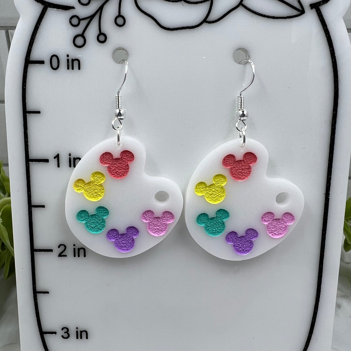 Mouse Paint Palette Acrylic Dangle Earrings