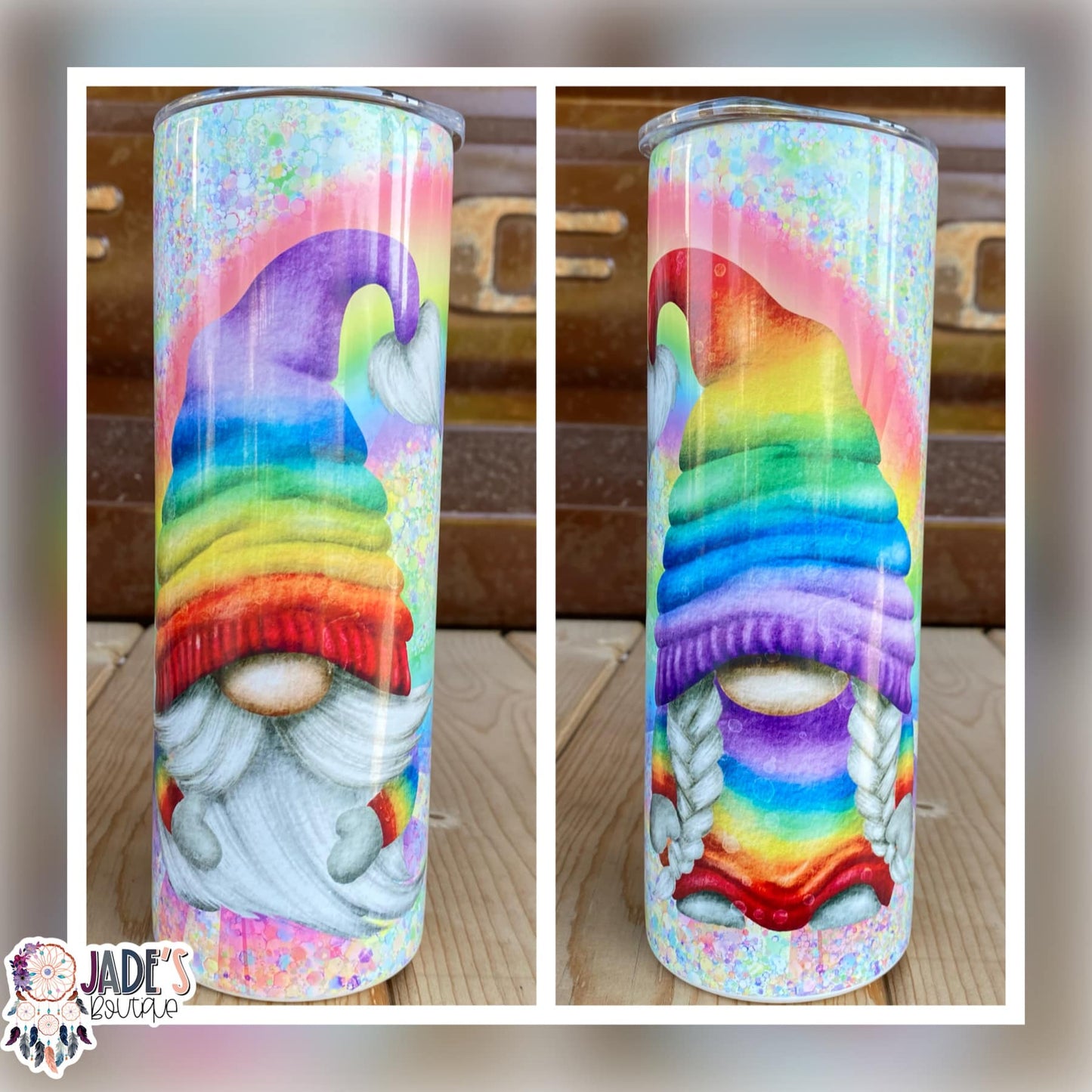 Gnome Over the Rainbow 20oz Insulated Skinny Tumbler