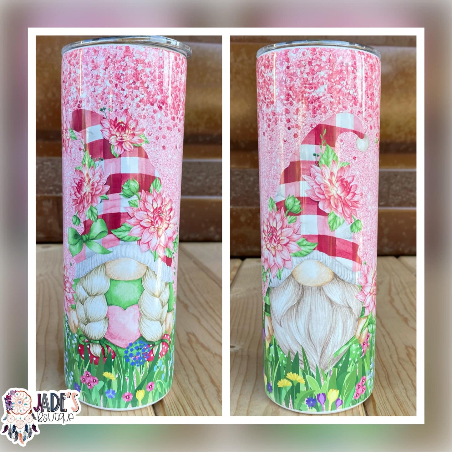 Gnome Strawberry Floral 20oz Insulated Skinny Tumbler