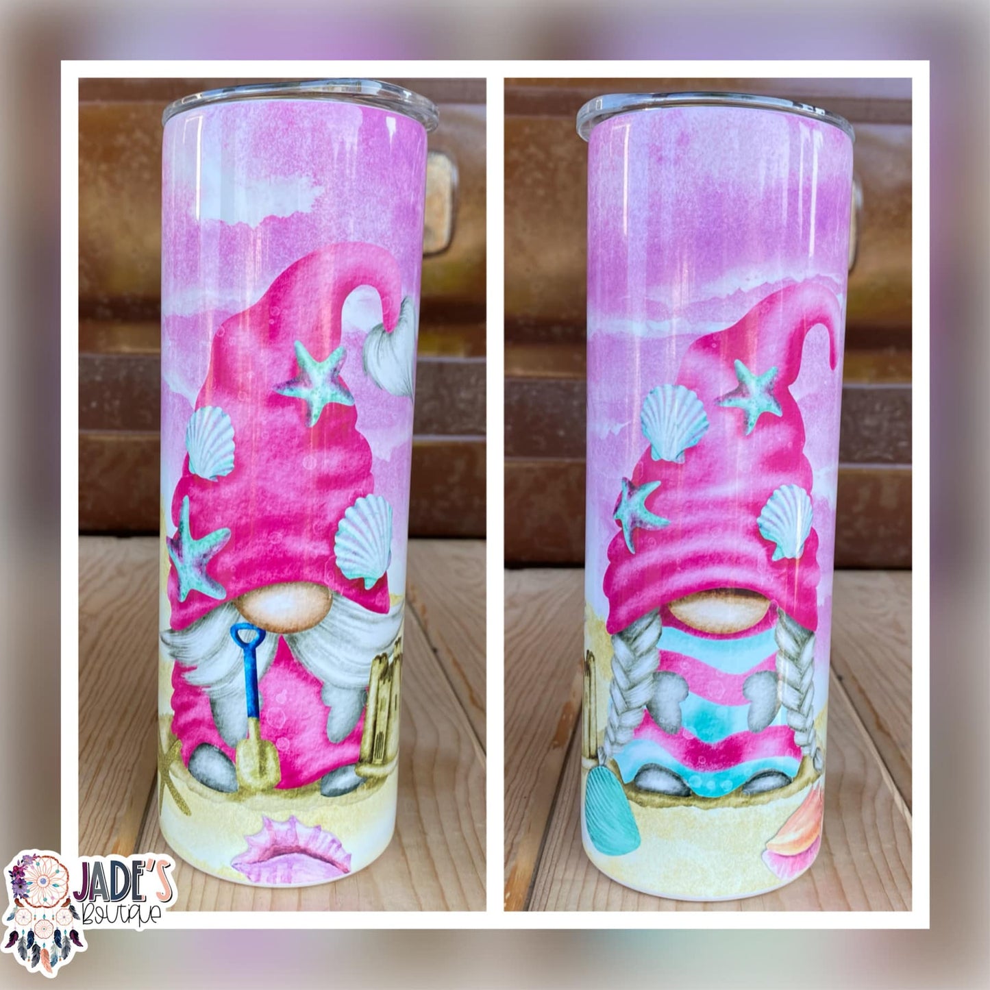 Gnome Pink Beach 20oz Insulated Skinny Tumbler