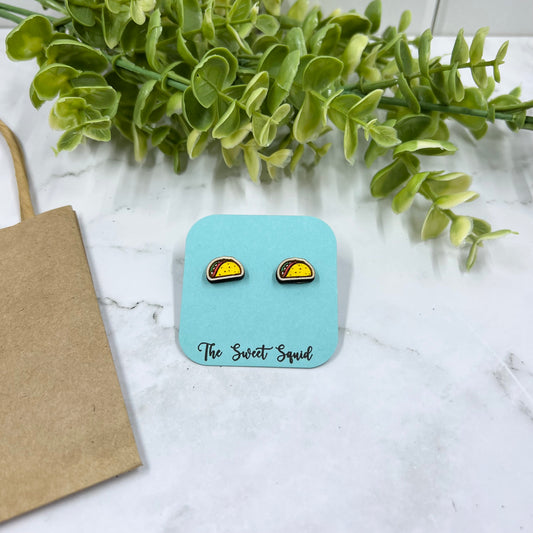 Taco Wood Stud Earrings