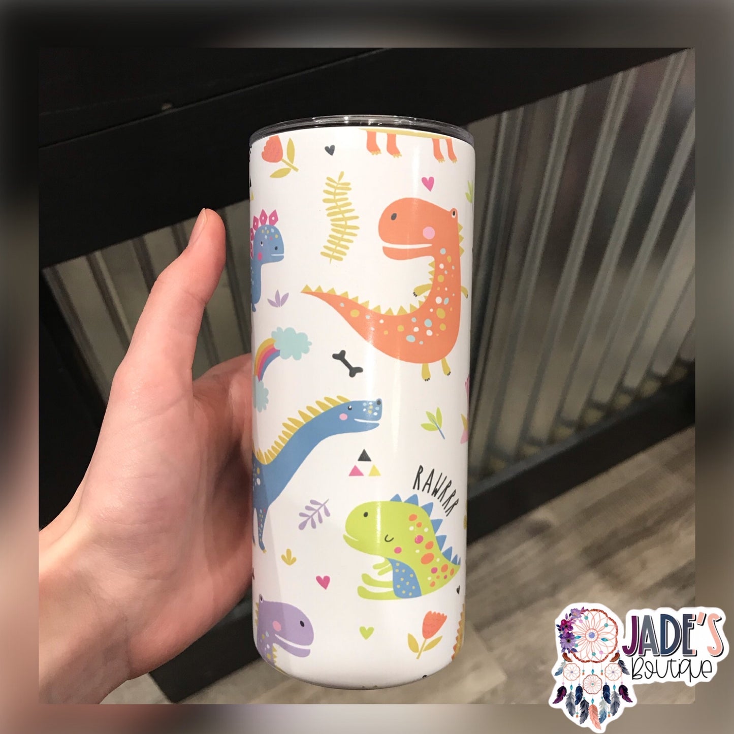 White Dinosaur 15oz Insulated Skinny Tumbler