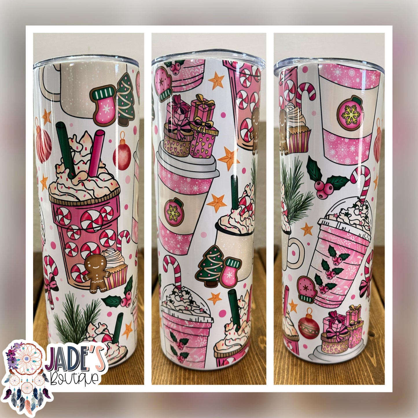 Pink Christmas 20oz Insulated Skinny Tumbler