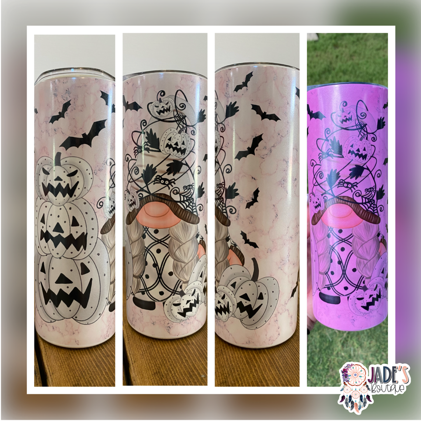 Gnome Halloween 20oz Insulated UV Color Changing Skinny Tumbler