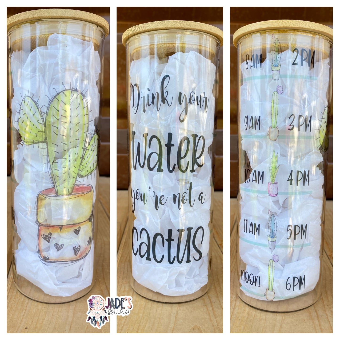 Cactus 25oz Skinny Glass Can Tumbler