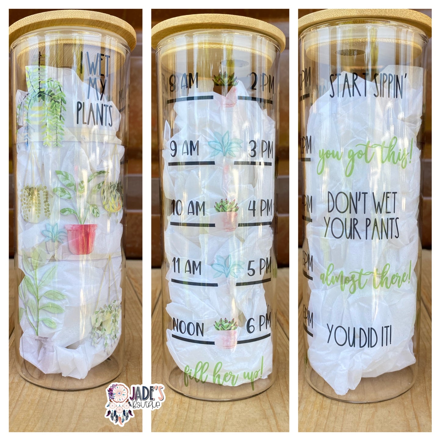 I wet my plants 25oz Skinny Glass Can Tumbler