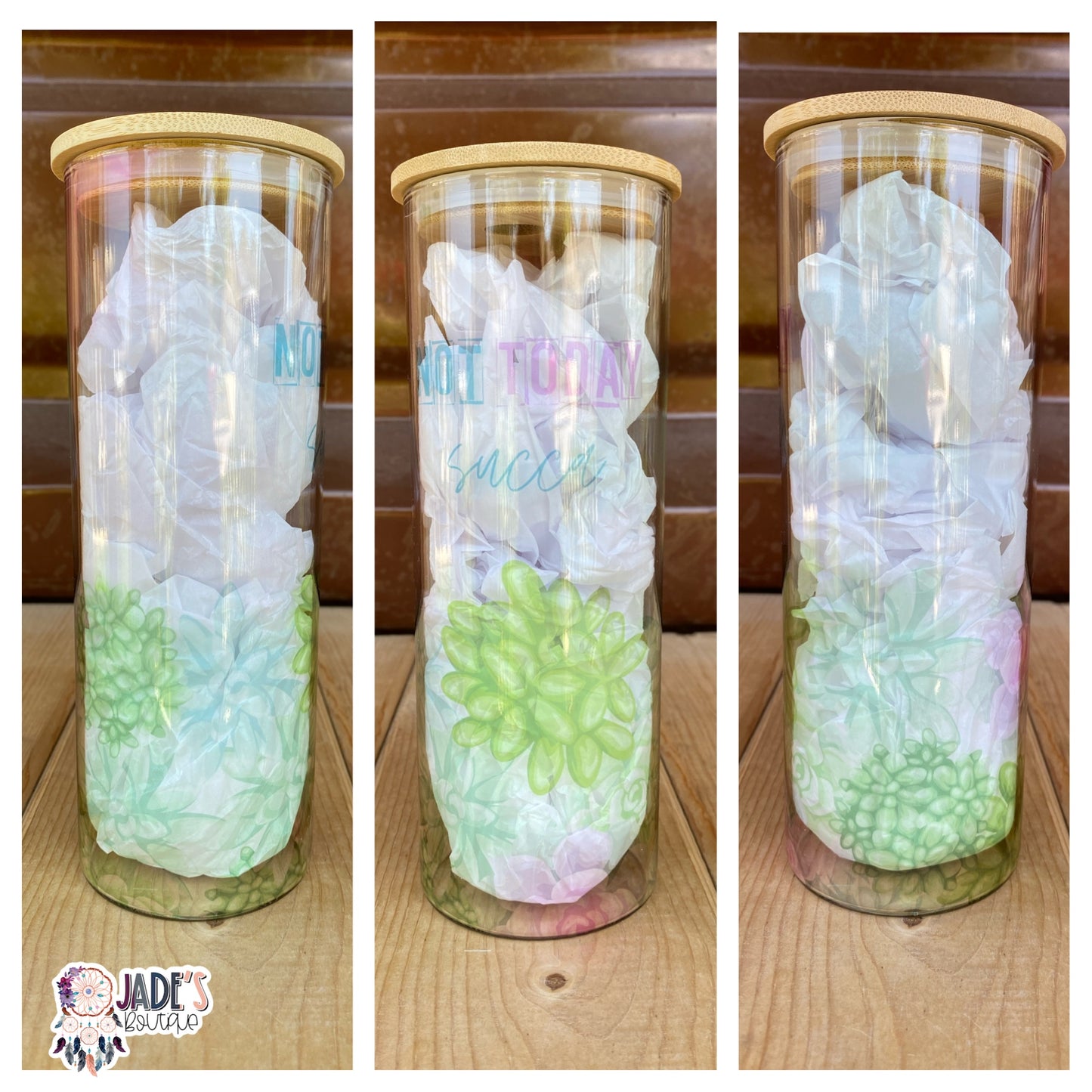 Not Today Succa 25oz Skinny Glass Can Tumbler