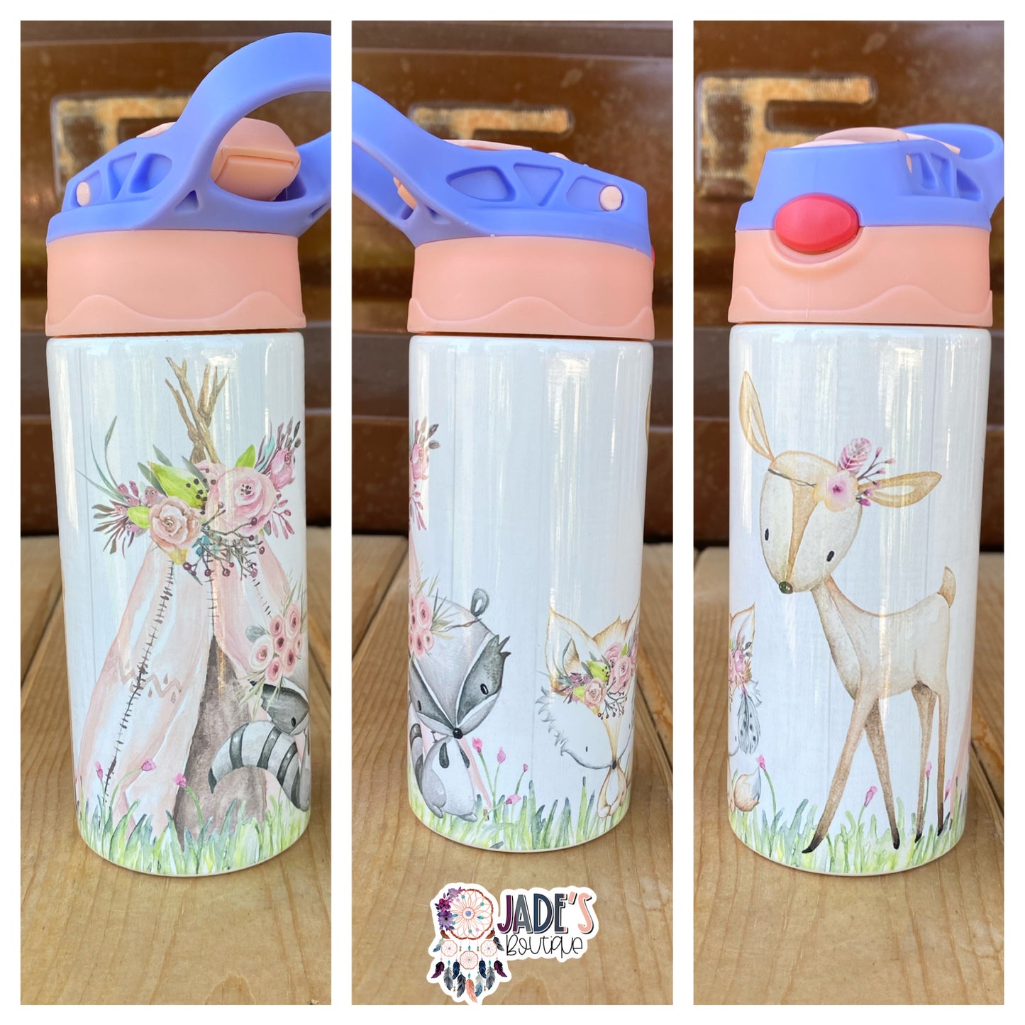Pink Woodland 12oz Insulated Kid's Tumbler