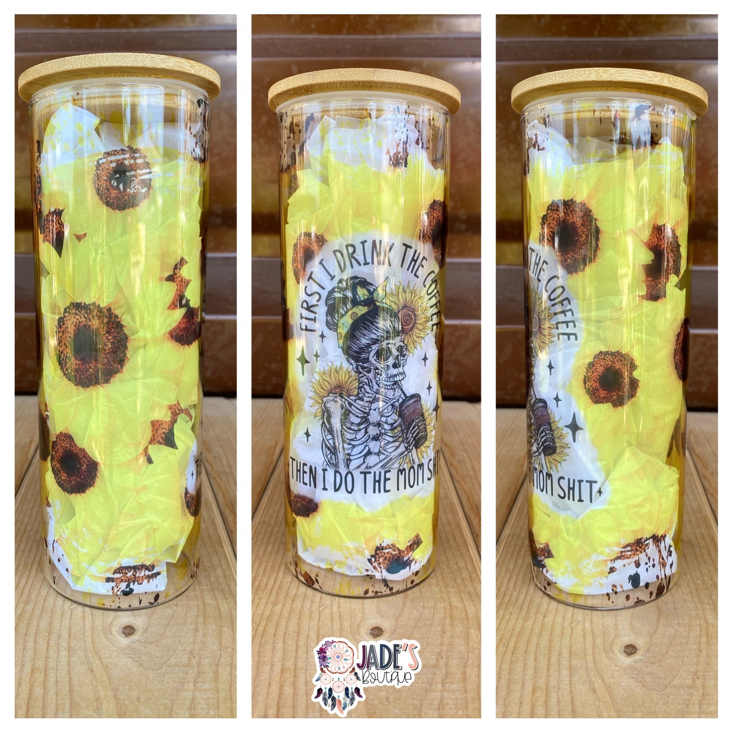 Drink coffee and mom sh*t 25oz Skinny Glass Can Tumbler