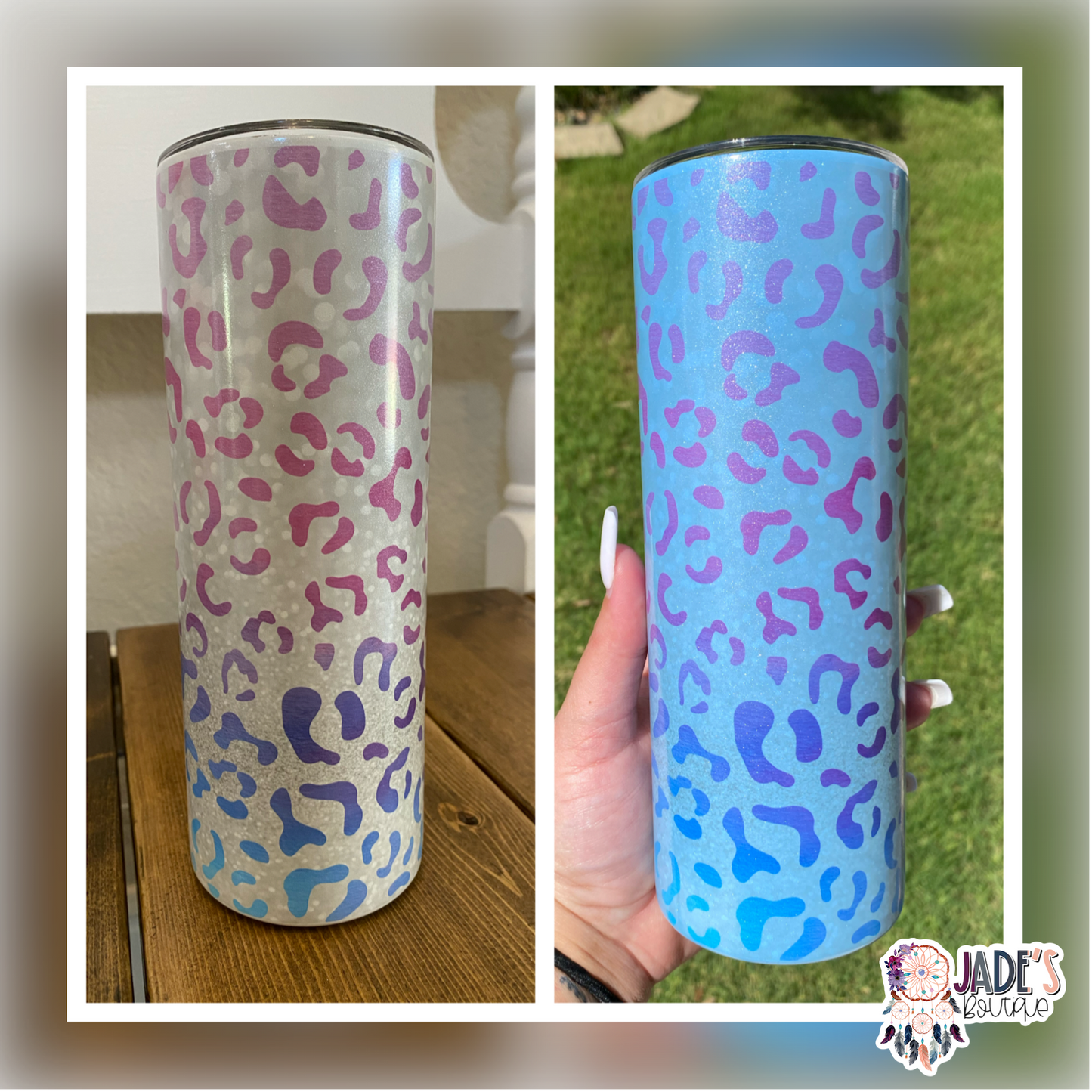 Ombré Leopard 20oz Insulated UV Color Changing Skinny Tumbler