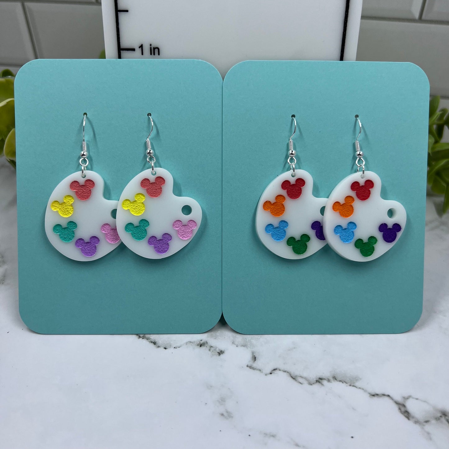 Mouse Paint Palette Acrylic Dangle Earrings