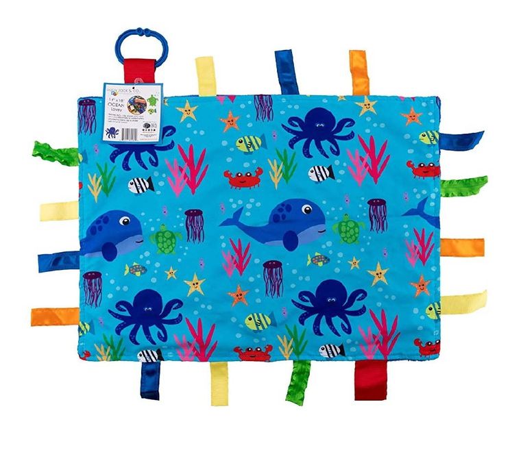 Ocean - The Learning Lovey Tag Blanket 14" x 18"