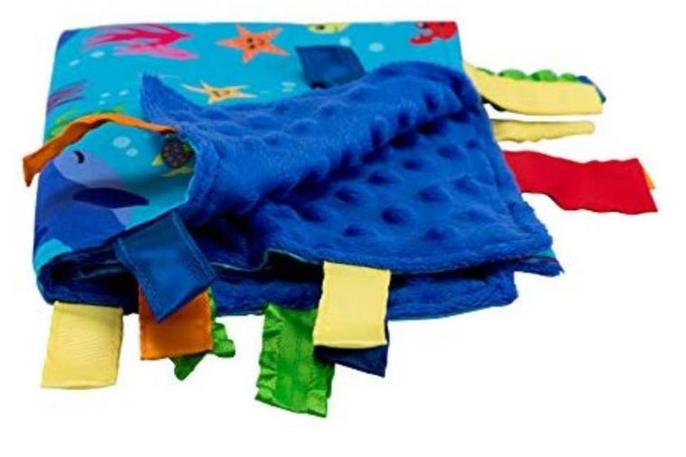 Ocean - The Learning Lovey Tag Blanket 14" x 18"