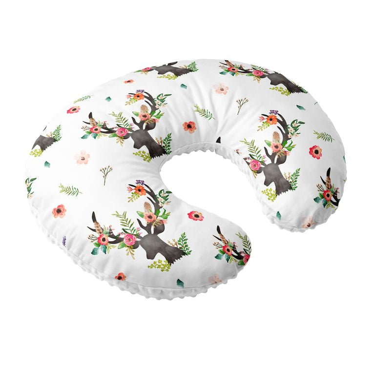 Nursing Pillow Cover, 100% Cotton, Floral deer