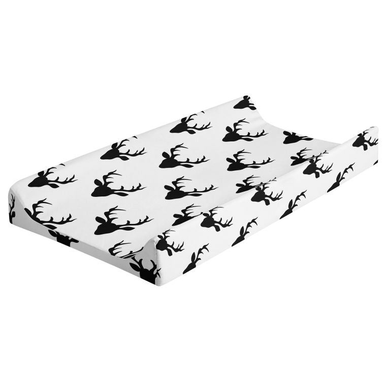Changing Pad Cover,100% Cotton, Black and White Buck