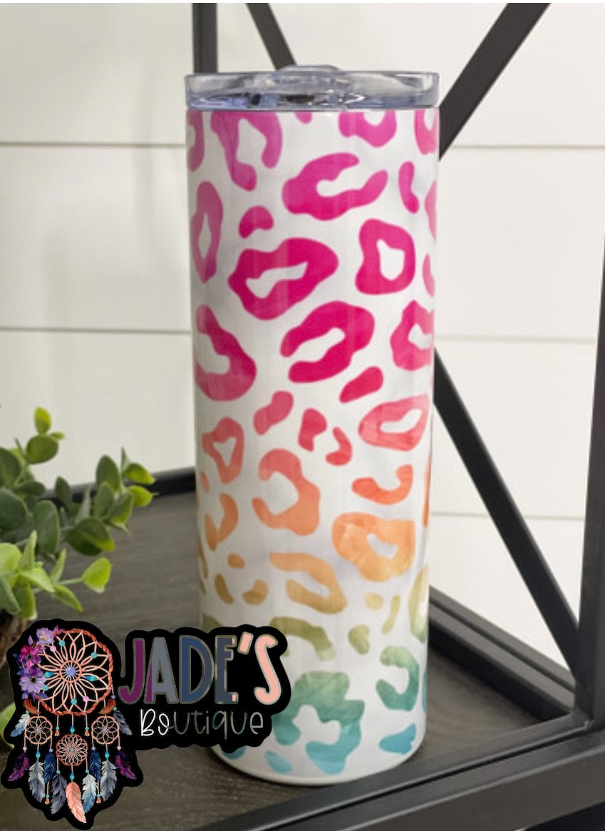 Ombre Leopard 20oz Insulated Skinny Tumbler