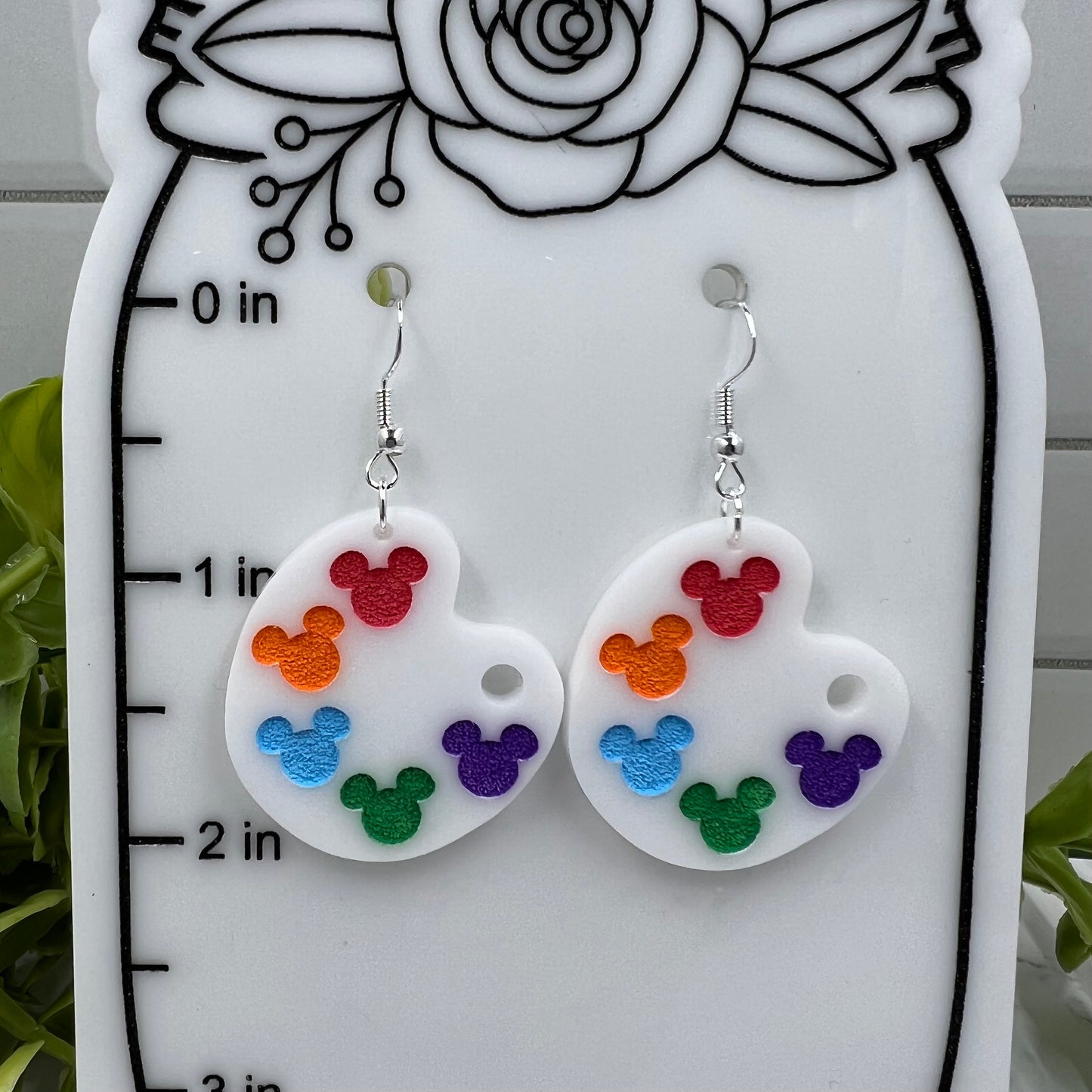 Mouse Paint Palette Acrylic Dangle Earrings